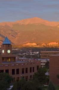 Garden of the Gods Park seen from the UCCS campus at sunrise on Sept.4 Photo by Glenn Asakawa