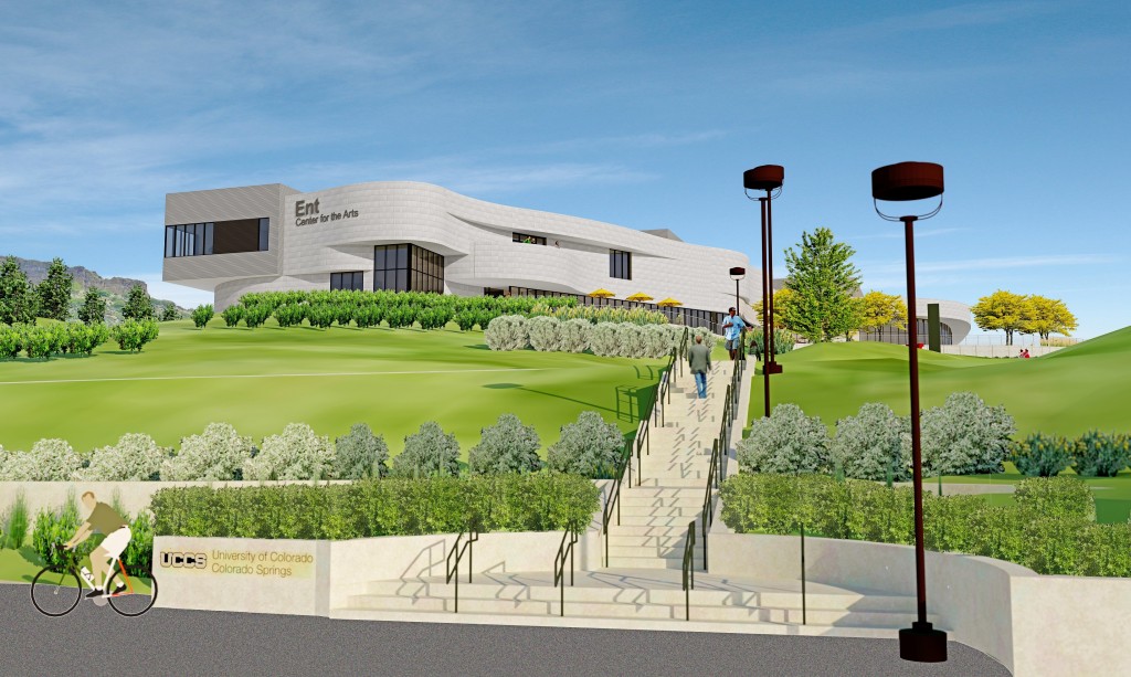 Artist's rendering of Ent Center for the Arts. This view is from North Nevada Ave.