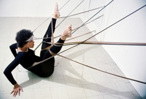 Senga Nengudi, Inside Outside (with artist), nylon mesh and rubber, 1977